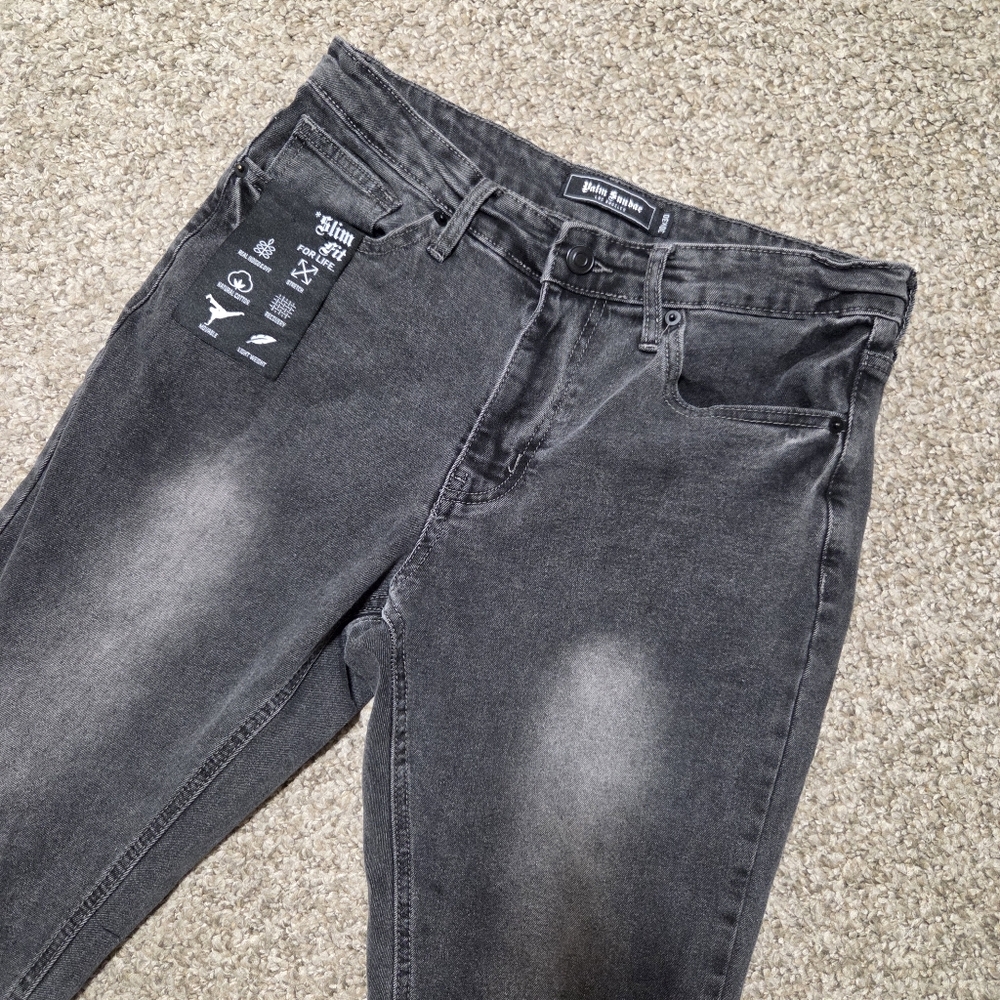 Palm Sundae Black Faded Jeans Slim Fit MENS 30" x 28.5" - Picture 2 of 8